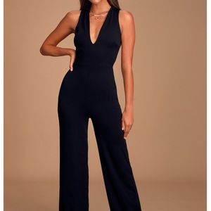 Lulus Thinking Out Loud Backless Jumpsuit - Black